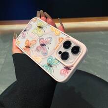 [24h Shipping From DE/FR/ES] Apple 17 16 15 Promax  21 22 23 24 25 26 Ultra Galaxy Macaron Watercolor Butterfly Print Magnetic Phone Case, Slim, Durable, Anti-Fingerprint, Full Edge Lens Protection Back Case, Suitable For All Series Of 16/15/14/13/12, Suitable For  S24/S23/S22 Series, Daily Personalized Fresh Style Women's Phone Protective Case, Protective Case For IPhone 17 Pro 16 1 - 1pcs - View 3