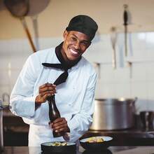 Adjustable Unisex Chef Hat - Breathable Polyester, Black With White Logo, Ideal For Cooking, Restaurants, Hotels, Schools, And Home Kitchens, Professional Chef Gear | Logo Hat | Comfortable Fit, Chef Hat - A - View 3