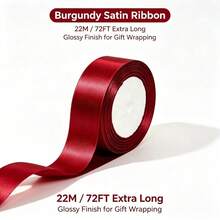 3pcs/1pc Burgundy Maroon Satin Gift Ribbon, 22M Extra Long Glossy Wine Red Ribbon, Xmas Tree Wreath Decor, Wedding Floral Wrapping, Valentine Gift Bow DIY Party Decoration Ribbon - Holiday - View 5
