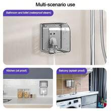 Protector de interruptor montado en la pared, caja plástica grande autoadhesiva impermeable para enchufes, caja a prueba de salpicaduras tipo 86 para baño - transparente - Ver 6
