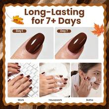 Beetles 6 Colors Brown Nail Polish Set, Quick Dry Air Dry Regular Nail Polish, Dark Brown, Coffee Brown & Nude, No UV Lamp Needed, 7.5ml Each - 6 Colors Brown Nail Polish Set - 查看 7