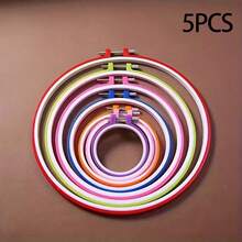 5pcs/Set Colorful Embroidery Hoops, Mixed Color Embroidery Rings, 4-10 Inch Round Plastic Embroidery Frames, Adjustable Tension, Suitable For DIY Crafts, Handmade Materials, Sewing Projects, Embroidery Accessories, Essential For Craft Enthusiasts - Multicolor - View 11