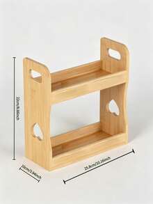 2-Tier Bamboo Baby Storage Rack, Portable Desktop Organizer, Multi-Functional Baby Diaper And Book Storage Rack - Multicolor - View 4