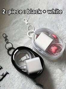 2pcs/1pc Portable Mini Transparent Zipper Storage Bag, Multi-Functional Jewelry Storage Bag, Suitable For Earphones, Power Bank, Keychain, Perfume And Other Transparent Travel Accessory Bag (Random Keychain Style) Travel Essential - Black - View 12