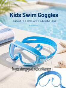 Children's Swimming Goggles, Unisex Swimming Goggles, Waterproof Anti-Fog, New Upgraded Design, Wide Field Of View Anti-Fog Leak-, First Day Of School - Baby Blue - View 5