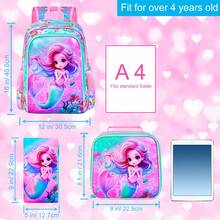 3pcs Kids Girls Zipper Closure Lightweight Backpack Set With Handbag & Pen Pouch For School Daily Use - Pink - View 3