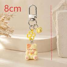 1pc/2pcs Unisex Cute Cat & Dog Resin Pendant, Colorful Baked Paint Four-Leaf Clover Bell Accessory Keychain, Couple Bag Charm - Multicolor - View 2