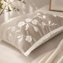 1pc Luxury Velvet Decorative Pillow Case With Tassels, Cream Hummingbird And Floral Embroidery Cushion Cover, Suitable For Sofa, Armchair, Aesthetic Room Decor - Khaki - View 6