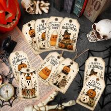 Vintage Halloween Gift Tags, 5 Styles Natural Ghost Pumpkin Candy Corn Hanging Labels, 20pcs/50pcs Vintage Halloween Gift Packaging Tags, Party Decorations, Holiday Atmosphere Props, Party Props, Party Favors - Multicolor-a - View 7