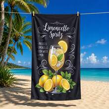 1件工廠直供檸檬氣泡酒 Limoncello Spritz 條紋沙灘巾，防沙快乾，超柔軟聚酯纖維，現代紋理耐用面料，可機洗，適合游泳、健身、露營、瑜伽，完美禮物選擇 - 彩色 - 查看 14