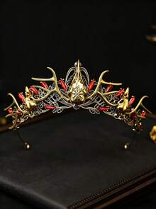 KOVLYNE Dreamy Golden Deer Horn Headpiece, Embellished With Rhinestones And Crystals, Medieval Viking Style Women's Headwear, Suitable For Halloween Cosplay And Renaissance Festival - Multicolor - View 6