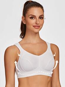 MELENECA Women's High Impact Support Wirefree Bounce Control Plus Size Workout Sports Bra - White - View 4