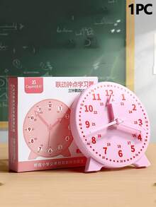 1 pieza Reloj de aprendizaje - Conjunto de modelo de reloj azul, rosa y amarillo con 3 manecillas, herramienta educativa para identificación y cognición del tiempo, con esfera de reloj y manecillas de colores (color de manecilla aleatorio), regreso a la escuela - por defecto - Ver 11