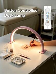 Guanova 1pc Small Crescent Moon Shaped Desk Lamp, Nail Art Light, 3-Color Light Switchable, Button Switch, One-Touch Control, USB Powered Convenient Use, Desk Lamp, Office Lamp, Suitable For Personal Nail Art, Makeup, Handmade Crafts, Jewelry Display, Office, Desk, Bedside Table, Also Can Be Used As Graduation, Birthday, Holiday, Party Gift. - Half-moon Nail Lamp - View 4