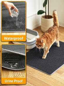 Detachable Cat Litter Mat With Hook And Loop, Double-Layer Honeycomb Cat Litter Collection Mat, Smooth Bottom Non-Slip Pet Cat Litter Trapping Mat, Suitable For Cat Litter Box, Free Cat Litter Scoop Included - Multicolor - View 3