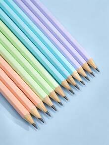 12pcs Macaron Color Wooden Pencil Set, Includes 2B Pencils, Hexagonal Wooden Pencils, Smooth Writing, Suitable For Students, Office Use, Also For Drawing, Sketching, Perfect For New School Semester - Default - View 2