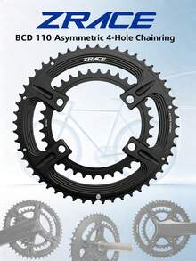ZRACE Road Cycling Asymmetric Chainring 7075AL Black 50-34T 52-36T 53-39T 110BCD 4-Bolts For 105 Ultegra DURA-ACE 10/11/12 Speed - Black - View 2
