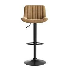 Sgabelli da bar girevoli Braun per sala da pranzo, set da 4 – rivestiti in velluto, regolabili in altezza, funzione girevole a 360° - Castano - Visualizzare 5