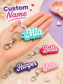 Personalized Name Keychain, Custom Acrylic Key Ring, 3D Letter Keychain, Personalized Bag Charm, Custom Gift, Cute Key Holder Accessory, Birthday Gift - Multicolor - View 3