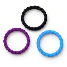 3pcs/set Or 10pcs/set Thin Braided Silicone Rings For Women, Sports & Flexible Design - black+white+light gray - View 28