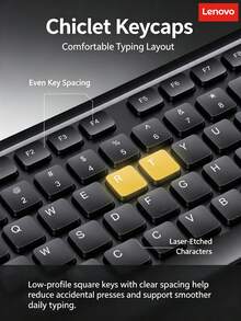 Lenovo Wireless Keyboard And Mouse Combo 2.4G Plug And Play Driver-Free Waterproof Splash-Resistant Chocolate Large Key Spacing Keyboard 3-Level Adjustable DPI Ergonomic Office Mouse - View 3