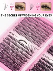 640pcs Cluster False Eyelashes Set - Lightweight & Thin, Natural Clustered Look, DIY Self-Adhesive (D Curl) - Create Fluffy Lash Extension Effect - View 3