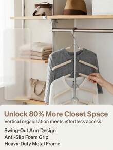 Multi-Layer Clothes Hanger Hook, Space-Saving Multi-Functional Multi-Layer Clothes Hanger Hook, Home Wardrobe Storage Rack, Clothes Hanging Tool, Foldable Dorm Essential - Multicolor - View 8