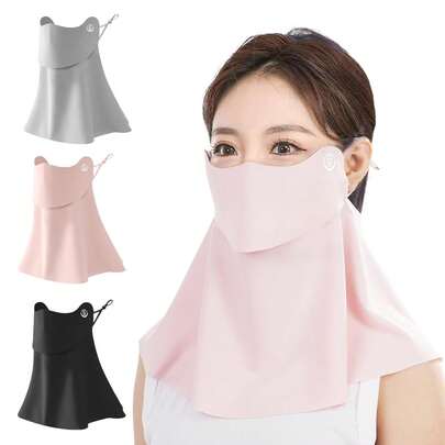 1pc Breathable Face Mask, Neck Guard, Sun Protection, Ice Silk, Seamless, UV Protection, Outdoor Breathable, Sunshade, Washable