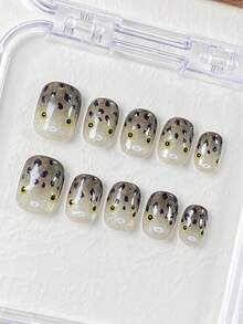 10pcs Handmade Cute Inflatable Fish Nail Tips, Glitter Gradient Spotted False Nails, Adorable Cartoon Design Reusable Pointed Nails - Multicolor - View 3