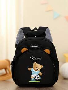 Mini Customizable Cartoon Bear Football Backpack Nylon Zipper Bag With Adjustable Shoulder Strap For School, Toddler Backpack - Multicolor - View 16