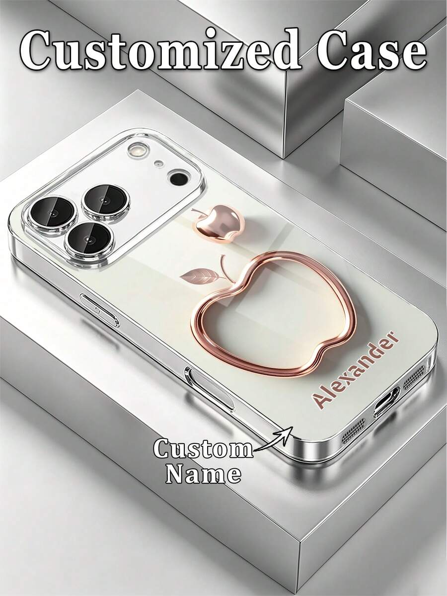 1件 DIY 定製姓名,奢華玫瑰金 3D 蘋果輪廓印花電鍍銀框高清晰玻璃手機殼,適用於 Apple Duo/18ProMax/17ProMax/17Air/16ProMax/16e/15Plus/14Pro/13 ProMax/12/11/XsMax/8/7/6Plus & S26Ultra/25Plus/24/23/22 & A36/A35/A33/A31/A26/A15/A13/Note20/10Pro & 17ProMax/15/14/13 & Note14Pro/13Pro/11TPro 及其他系列機型 - 彩色 - 查看 1