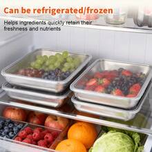 Wadah Penyimpanan Makanan Stainless Steel dengan Tutup, Kotak Penyimpanan Makanan, Dapat Ditumpuk, Anti Bocor, Cocok untuk Daging, Sayuran, Buah, dll., Ideal untuk Dapur Restoran, Freezer, dan Prasmanan; Peralatan Dapur - Perak - View 7