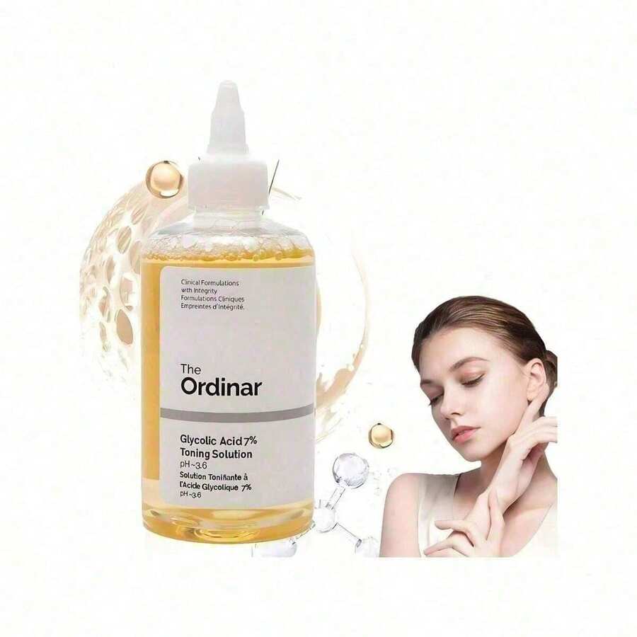 Tónico Exfoliante Acido Glicólico 7% The Ordinary 240ml-Hidratante, Control de Aceite, Reducción de Poros,Anti-envejecimiento,Reparación,lluminador,Calmante,Piel Suave y Radiante