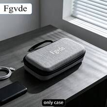 Fgvde 硬殼配件收納包，附網袋，大容量內部空間，可存放電池、耳機與數位線材，亞麻布料，適合電競桌、辦公室與旅行使用，僅含收納包，不含其他配件 - 查看 7