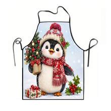 1 pieza Delantal de chef con estampado de animales de dibujos animados navideños, Papá Noel, campana navideña, copo de nieve navideño, reno navideño, árbol de Navidad, muñeco de nieve navideño, pingüino navideño, adecuado para decoración del hogar y uso en la cocina. Hecho de material 100% poliéster, diseñado con estilo sin mangas, perfecto para la cocina del hogar y cocina al aire libre. Este delantal estampado es unisex, lavable a máquina y reutilizable, un artículo esencial de cocina - Multicolor - Ver 14