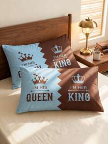 1/2pcs Printed Pillowcase (No Filling), Single-Sided Print, Soft Fabric, Soft/Breathable/Skin-Friendly/Comfortable, Cozy Home Textile, Suitable For Home Bedding And School Dorm Bedding Essentials, Sofa Cushion Cover, Back To School Season - Multicolor - View 8