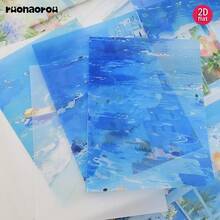 Ruonaorou 12pcs/Set Semi-Transparent Premium Santorini Island Travel Vellum Paper Junk Journal Vintage Paper Santorini Island Travel Manuscript Vellum Paper Planner Vellum Paper Decoration DIY Junk Journal Diary Material Paper Envelopes Greeting Cards Vellum Paper Decoration (2D Flat) A5 - Black - View 4