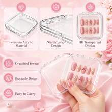 7pcs Transparent Nail Storage Box, Suitable For Fake Nails/Accessories/False Eyelashes/Cosmetics/Office Supplies/DIY Crafts, Small Item Storage Organizer, Cosmetic Storage Box, Vanity, Bathroom Storage, Room Decor, Wedding Decor, Desktop Storage Box, Christmas Home Decor, Back To School Dorm Essentials. - One Size Fits All - View 8