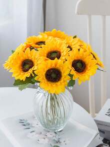 10pcs/5pcs/1pc Artificial Sunflower, Perfect For Home Decor, Wedding, Party, Centerpiece, Bridal Bouquet, Table Arrangement, Wreath And Spring/Summer DIY Crafts. Summer, Autumn Wedding, Thanksgiving Decorations. Home And Party Decor - Multicolor - View 1