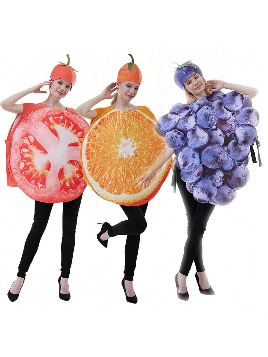 Halloween Fruit Cosplay Costume Set Orange Grape Tomato Cute One-Piece Jumpsuit Adult One Size Composite Sponge Material Carnival Christmas Party Fun Dress-Up Costume - Multicolor - View 1