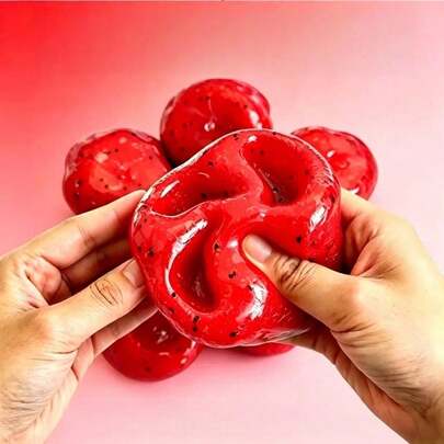 1PC Watermelon Slushy Stress Ball, Filled With Dense Slushy Beads, Rich Tactile Sensation With Granular Flow And Collision When Pressed With Both Hands, Soft And Durable Outer Skin Resistant To Tearing And Cracking, Perfect For Holidays, Birthday Gifts, Halloween, Thanksgiving, Christmas, Labor Day, Back To School, Party Gifts, Squishy, Crunchy Squish, Crunchy Butter Squish, Squeeze, Slushy Ball, Squishy Stress Toy, Dumpling Squish, School Supplies, Btsarmy, Halloween Decor
