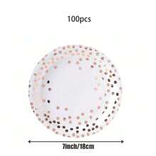 10/20/50pcs Piring Kertas Polkadot Rose Gold & Gold Ukuran 9 Inch/7 Inch – Peralatan Makan Sekali Pakai Premium untuk Pesta, Pernikahan, dan Acara Makan Mewah (Bubur Kertas Bebas Pemutih) - Emas Mawar Putih - View 11