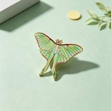 Luna Moth Enamel Pin Fashion Decorative Badge Ornaments Lapel Bag Badges Gifts - Green - View 6