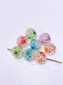6pcs 16mm Jelly Faceted Printed Flower Beads Handmade DIY Beaded Pen Phone Chain Jewelry Accessories - Floral Beads - View 4