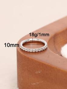 1pc Stainless Steel CZ Dainty Conch,Tragus,Daith,Rook Piercing/Nose Ring/Septum Ring - Lap - View 13