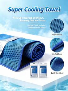 Extra Large Quick Cooling Sports Towel, Instant Chill Cold Towel, Portable Quick Dry Breathable Mesh Sweat Towel With Storage Bag & Carabiner, Lightweight Soft Cooling Rag For Running Fitness Golf Gym Workout Outdoor Travel Summer Heat Relief - Multicolor - View 12