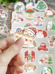 50pcs Christmas Little Ghost Stickers For Decorating Planner, Diary, Scrapbook, Notebook, Suitcase, Guitar, Black And White Notebook, Tablet, Water Bottle, Phone, Christmas Gift Decoration - Multicolor - View 4