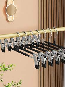 20Pcs Adjustable Hanger With Clips, Seamless And Anti-Slip Home Storage, Suitable For Pants, Skirts And Various Other Clothes. Integrated Hanger - Space-Saving Metal Hanger, Ensuring Clothes Are Neat And Orderly - 10 PCS - View 2