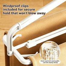 3pcs Set (1pc Retractable & Foldable Towel Rack + 2pcs Adhesive Hooks) Rotating Drying Rack, Space-Saving, Thickened & Widened, High-Quality Anti-Deformation Material, Suitable For Towels, Large Bath Towels, Bed Sheets - Multicolor - View 12