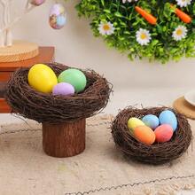 11 piezas Nido de pájaro tejido - Nido de pájaro artificial, Nido de pájaro falso, Casa de pájaro, Decoración de nido de pájaro, Utilizado para plantas artificiales de jardín exterior, Decoración de vacaciones, Patio, Fiesta en casa, Boda, Pascua, Primavera, Decoración de flores artificiales, Accesorios de arreglo artificial de nido de pájaro, Sin huevos - Ver 1